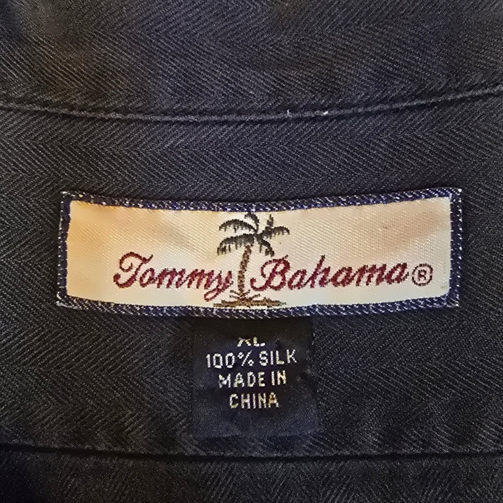 Tommy Bahama Mens XL Black Silk Bikinitini Martini Embroidered Camp Shirt XL - Picture 3 of 16